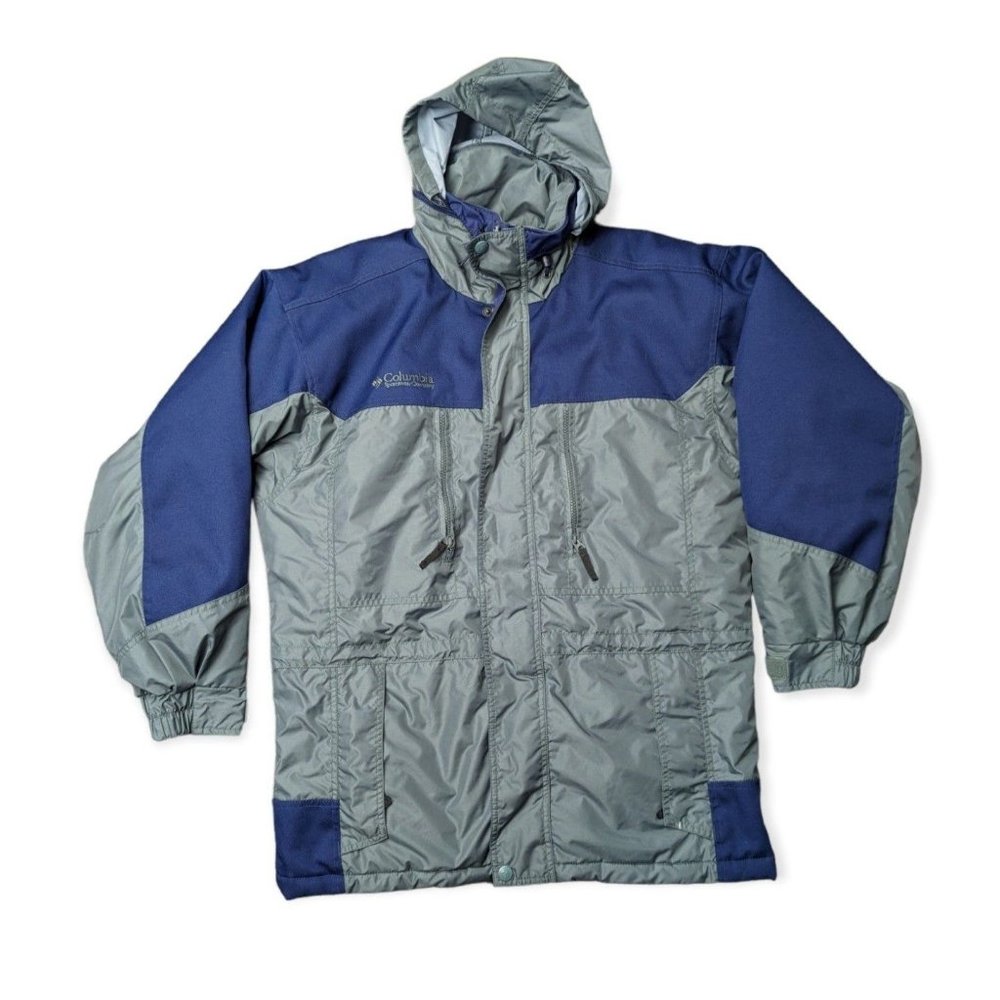Vintage Columbia Men's M Insulated Winter Coat Rain Jacket Full Zip Hooded Green